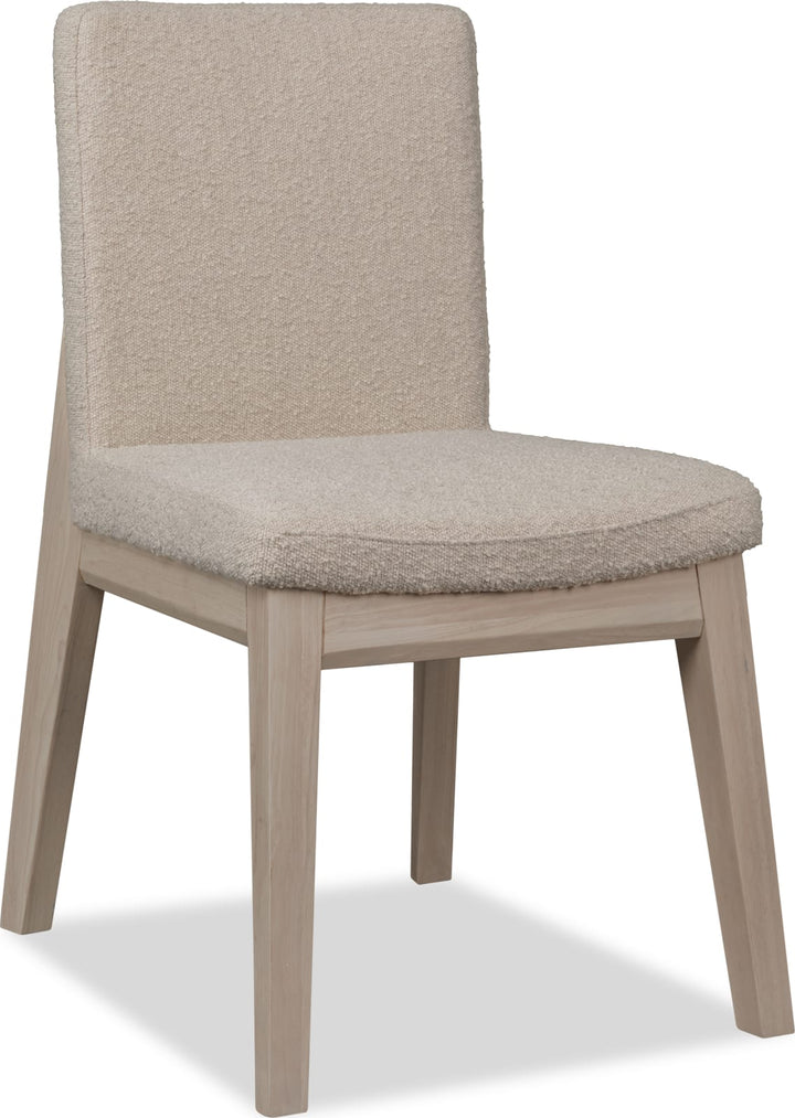 Liv Solid Wood Dining Chair in White Sand and Brun Boucle – view 2