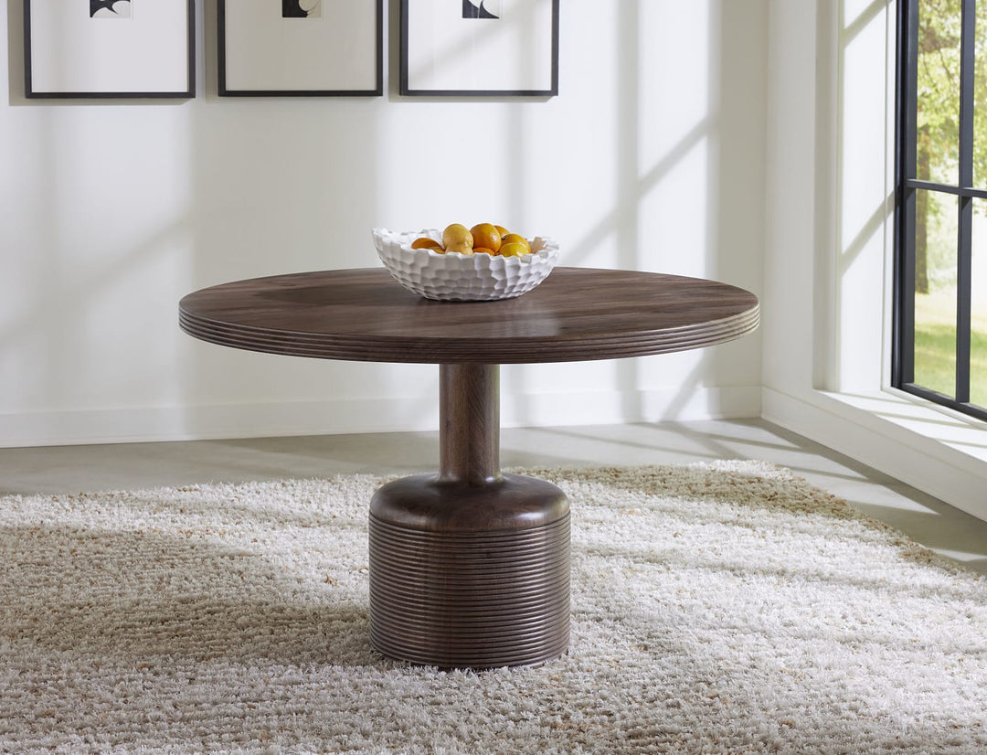 Liyana Solid Wood Round Dining Table in Natural Tan – view 2
