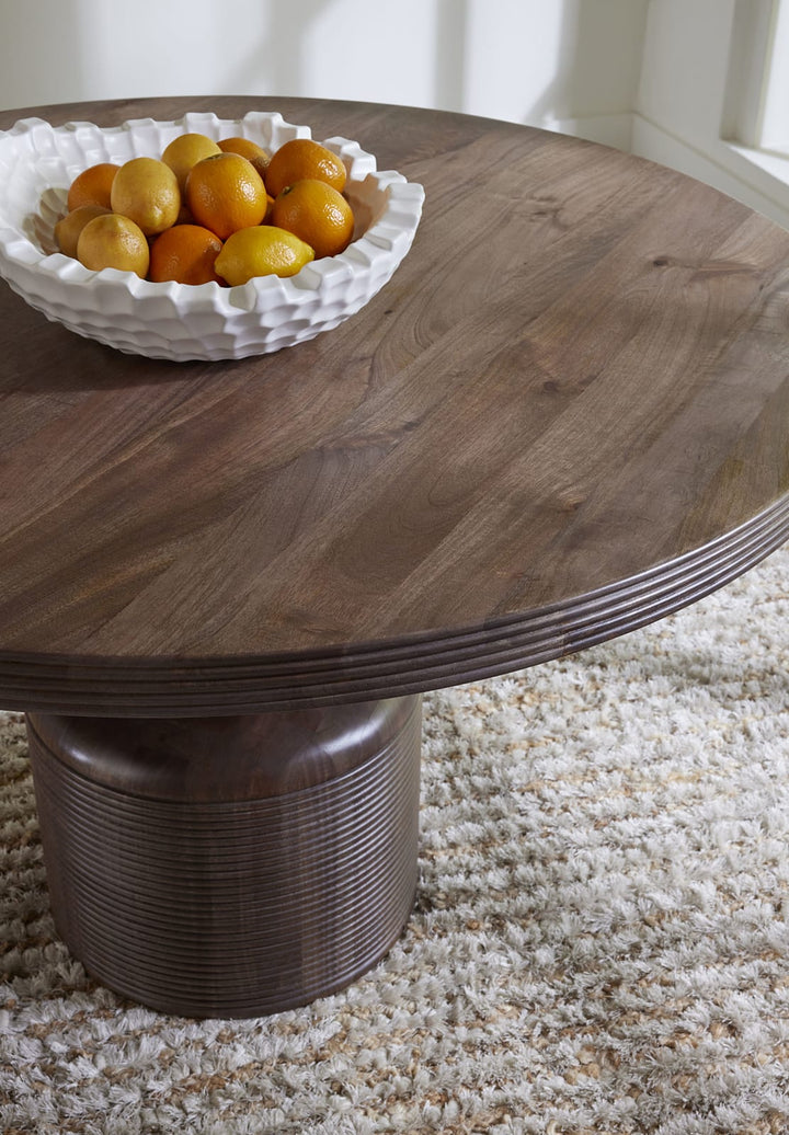 Liyana Solid Wood Round Dining Table in Natural Tan – view 3