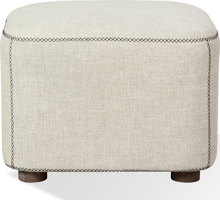 Louis Upholstered Ottoman in Natural Linen – view 3