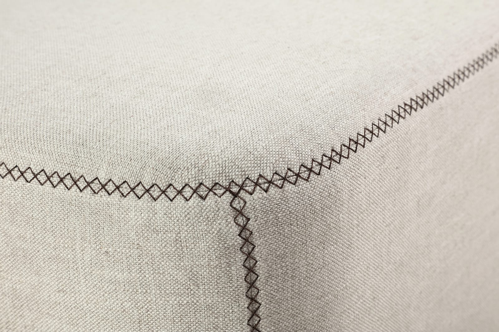 Louis Upholstered Ottoman in Natural Linen (2026) – view 2