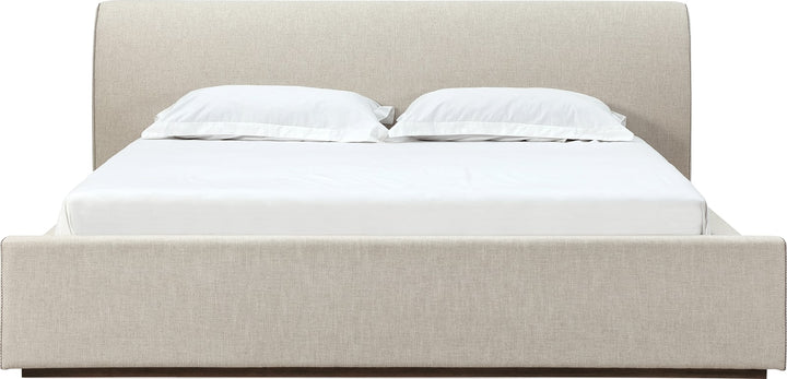 Louis King-size Upholstered Platform Bed in Natural Linen – view 9