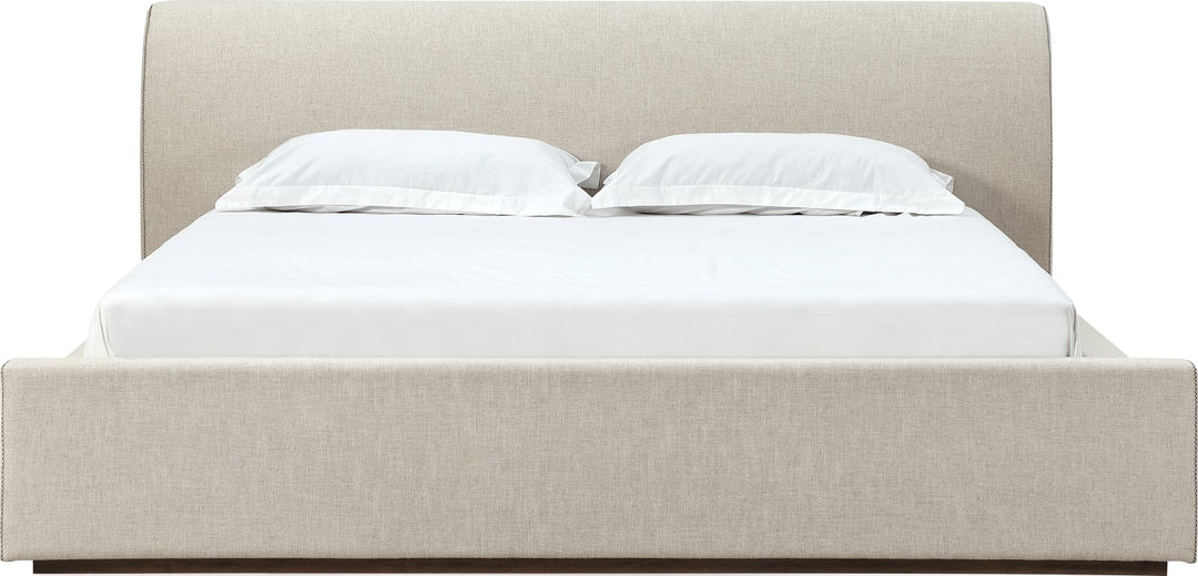 Louis California King-size Upholstered Platform Bed in Natural Linen – view 9