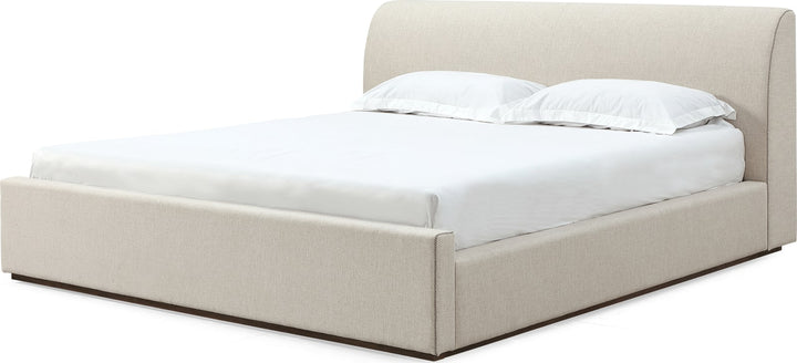 Louis California King-size Upholstered Platform Bed in Natural Linen (2026) – view 6