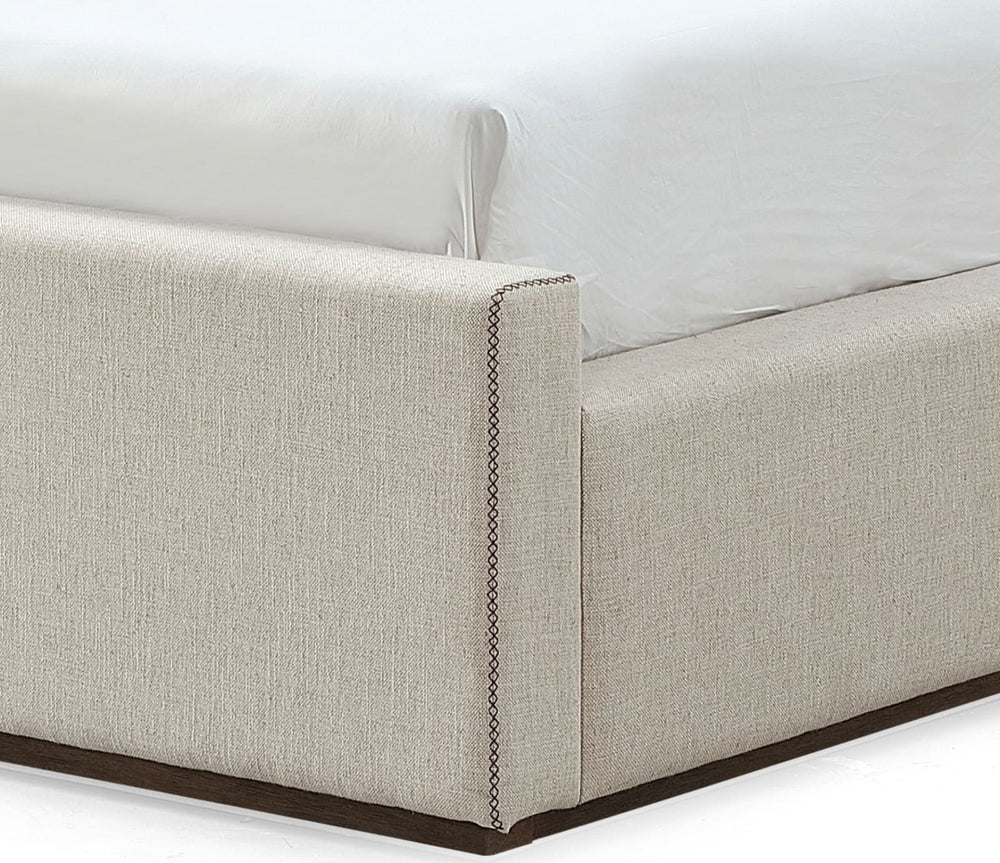 Louis California King-size Upholstered Platform Bed in Natural Linen (2026) – view 7