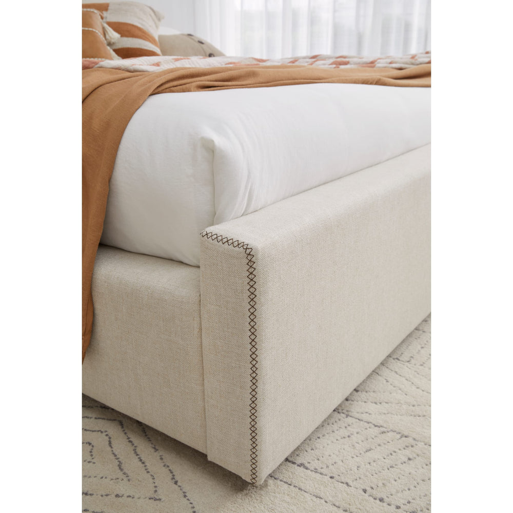 Louis Full Upholstered Platform Bed in Natural Linen