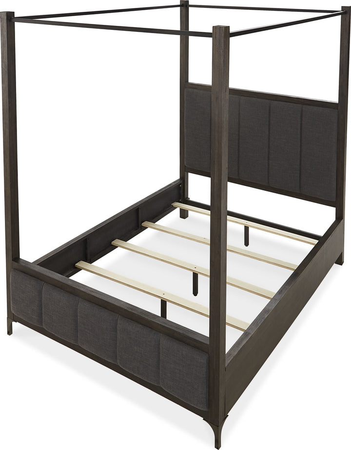 Lucerne Queen-Size Upholstered Canopy Bed in Vintage Coffee – view 6