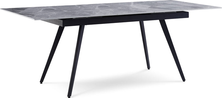 Lucia Extendable Stone Top Metal Leg Dining Table in Piedra and Black – view 6