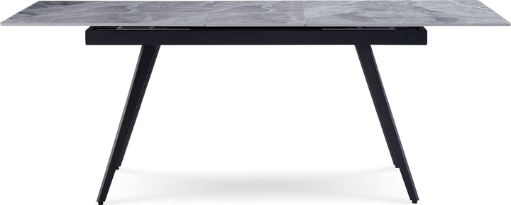 Lucia Extendable Stone Top Metal Leg Dining Table in Piedra and Black – view 7