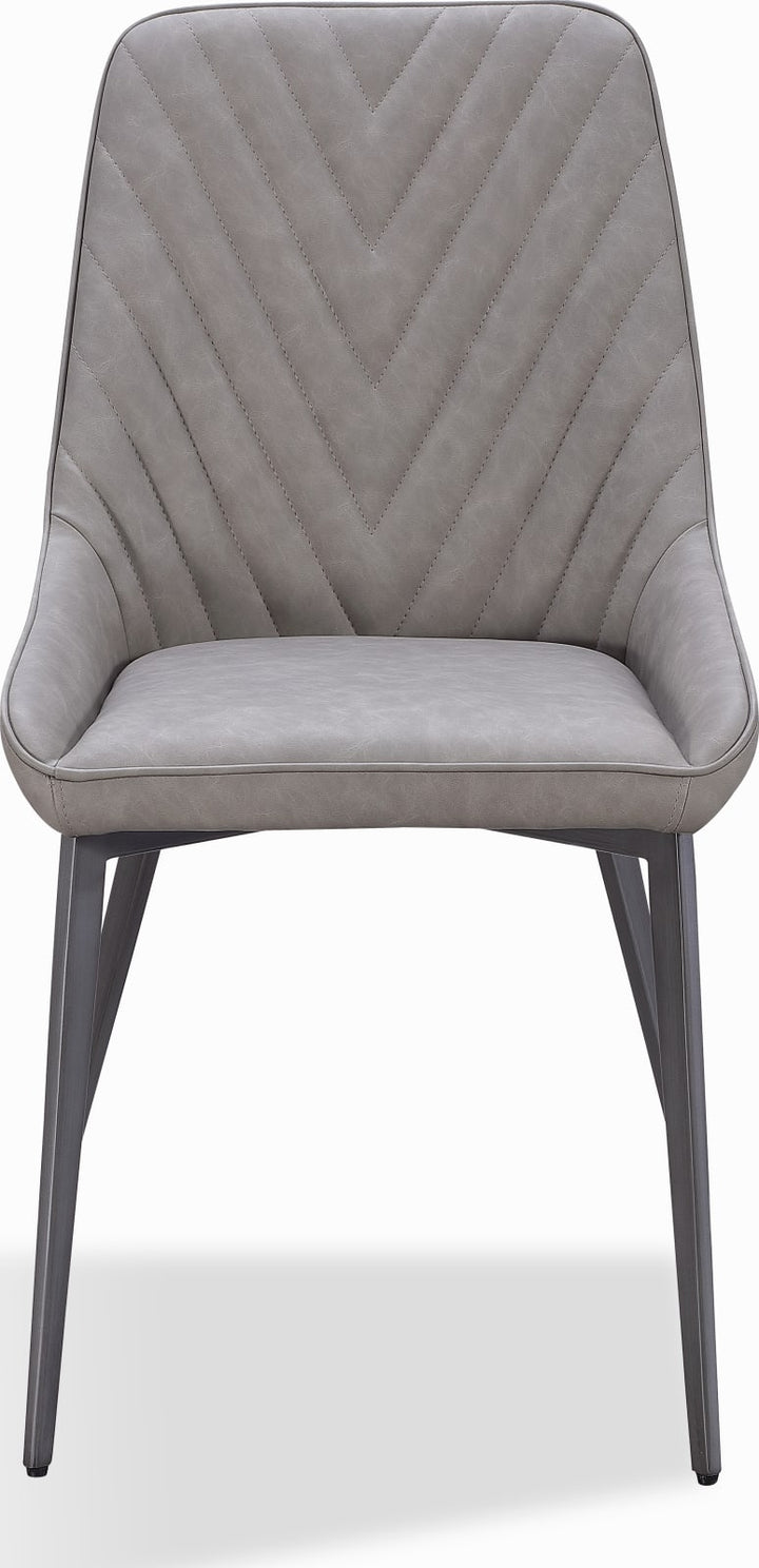 Lucia Metal Leg Upholstered Dining Chair in Anchor Gray Synthetic Leather and Gunmetal