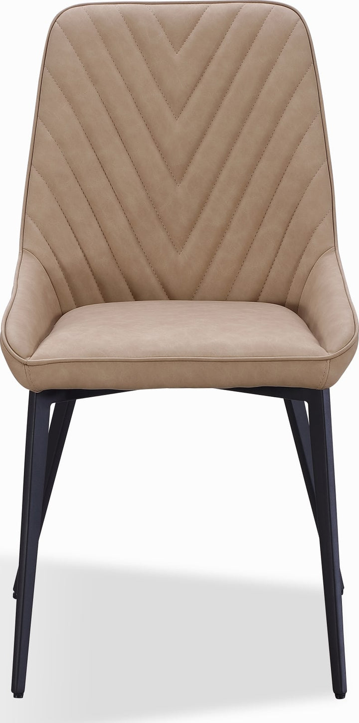 Lucia Metal Leg Upholstered Dining Chair in Honey Synthetic Leather