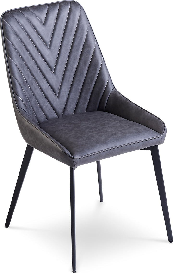 Lucia Upholstered Dining Chair in Charcoal Synthetic Leather and Black Metal – view 3