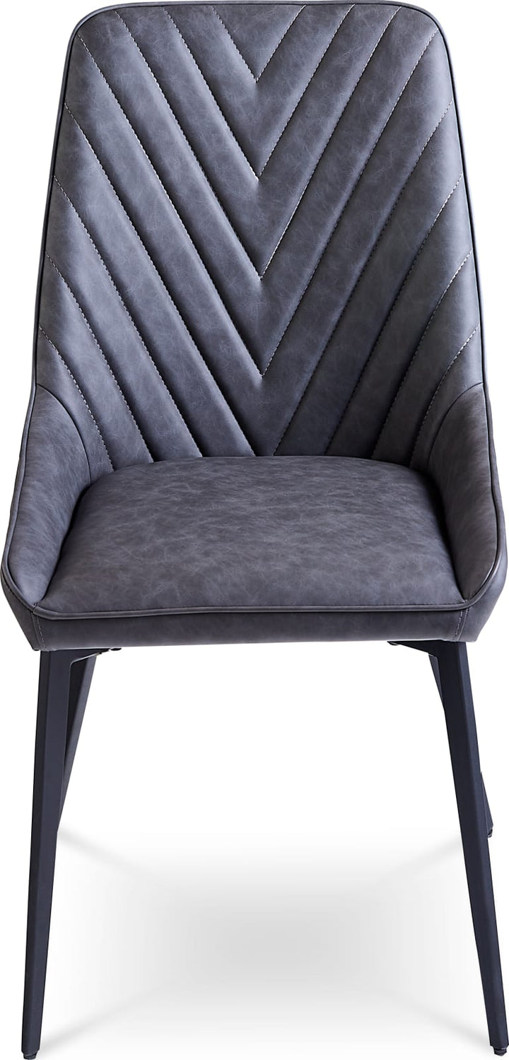 Lucia Upholstered Dining Chair in Charcoal Synthetic Leather and Black Metal – view 4