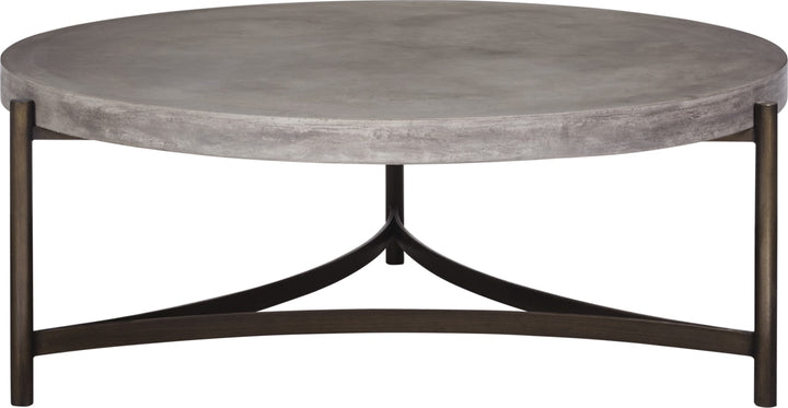 Lyon Round Natural Concrete and Metal Coffee Table – view 2