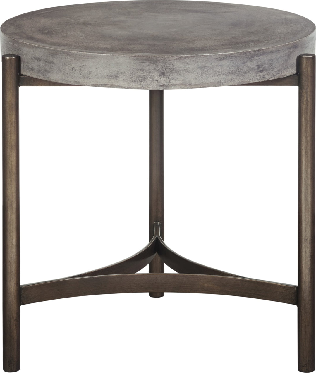 Lyon Round Natural Concrete and Metal Side Table – view 3