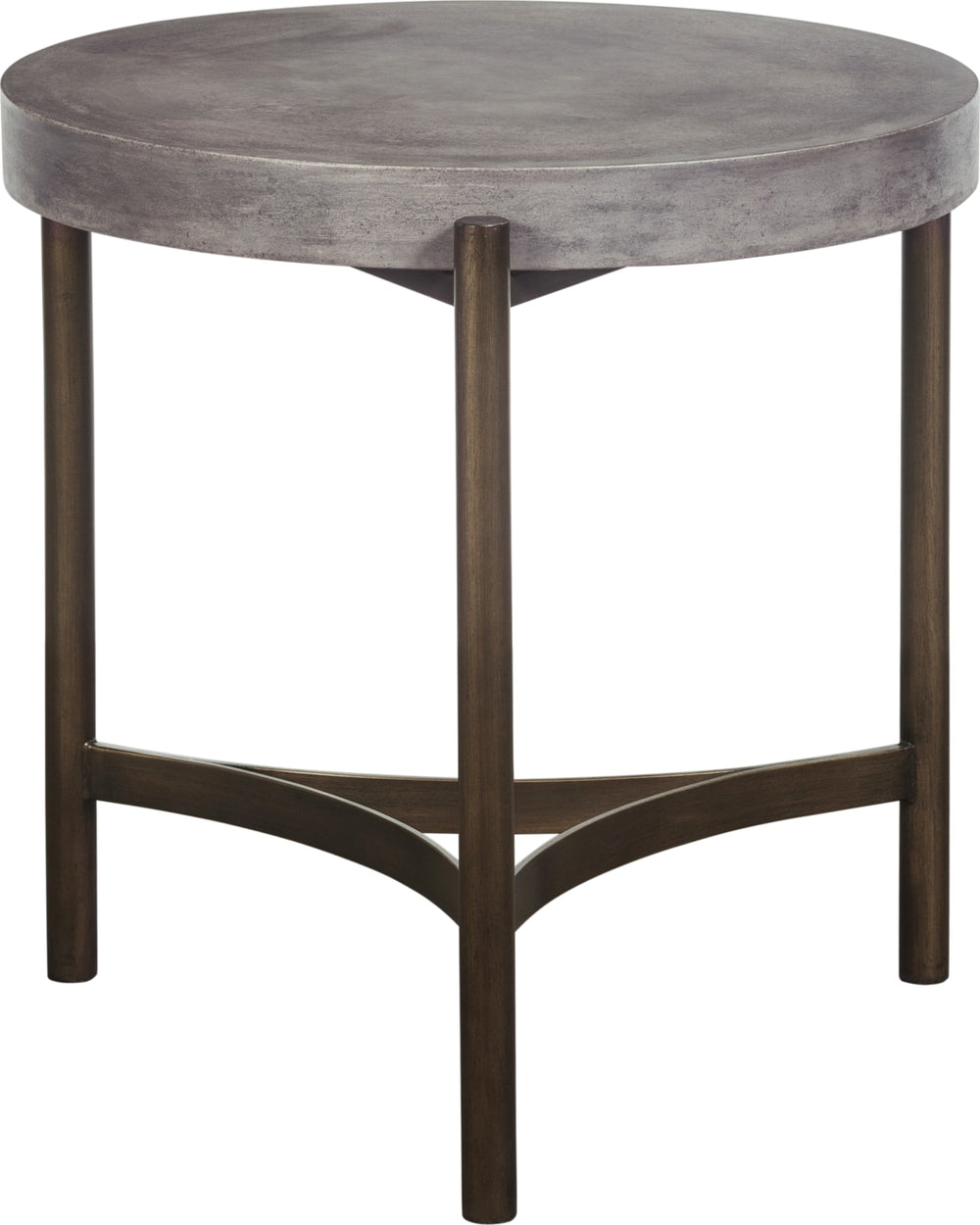 Lyon Round Natural Concrete and Metal Side Table – view 4