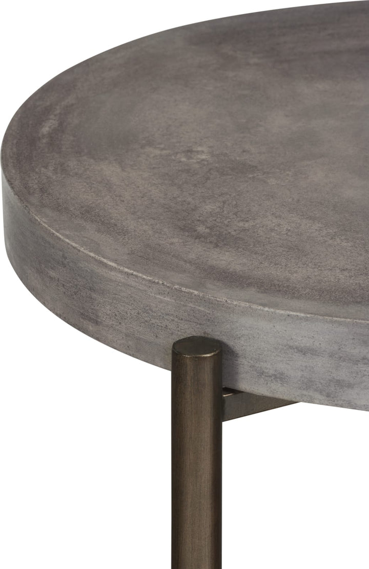 Lyon Round Natural Concrete and Metal Side Table – view 5