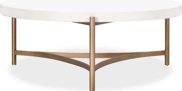 Lyon Round White Concrete and Metal Coffee Table – view 2