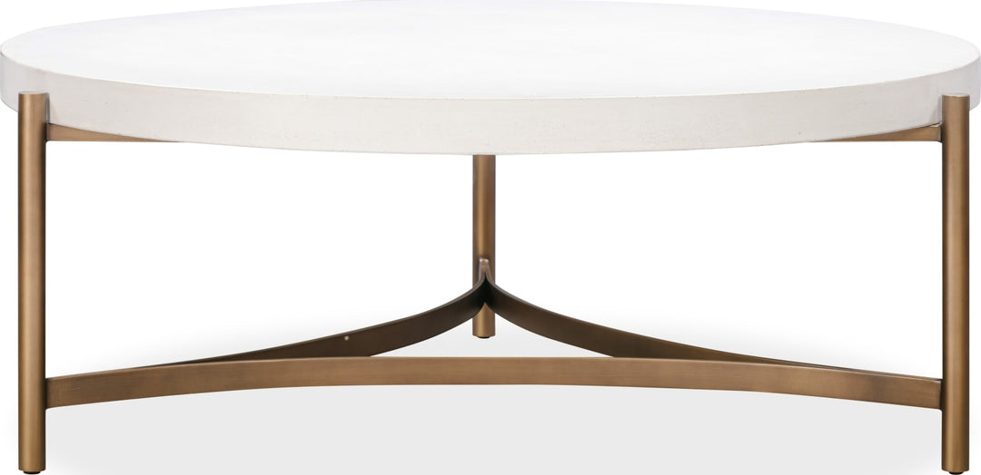 Lyon Round White Concrete and Metal Coffee Table – view 3