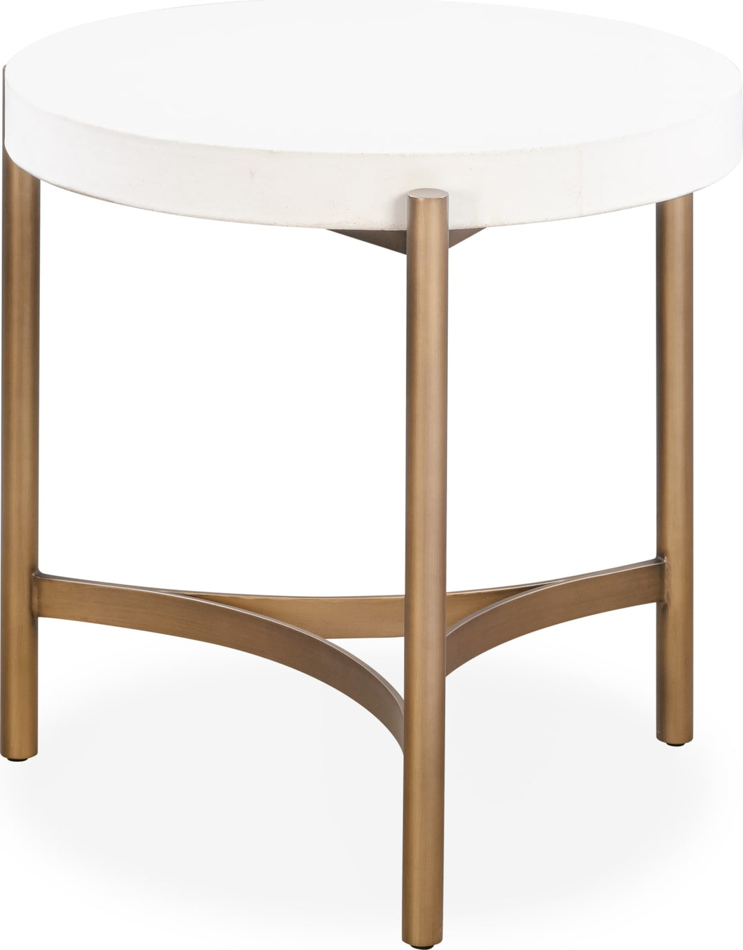 Lyon Round White Concrete and Metal Side Table