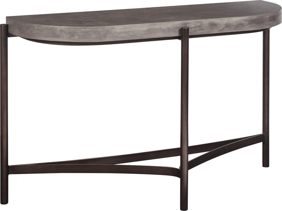 Lyon Semi-circular Natural Concrete and Metal Console Table – view 2