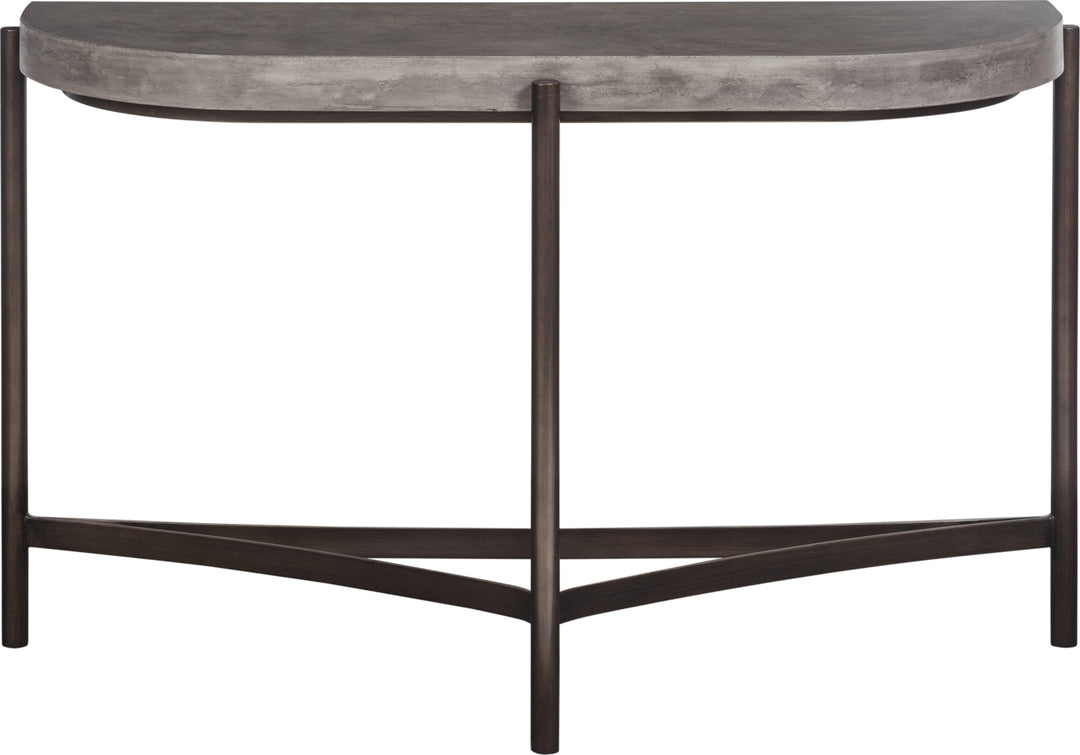 Lyon Semi-circular Natural Concrete and Metal Console Table – view 3