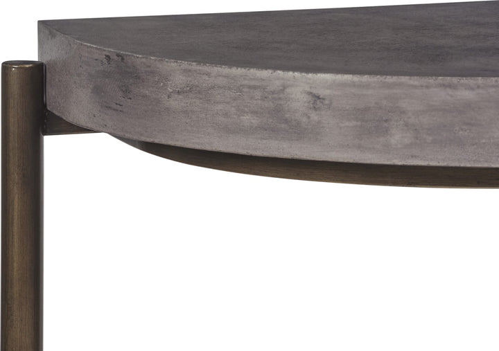 Lyon Semi-circular Natural Concrete and Metal Console Table – view 5