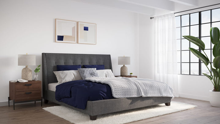 Madera Full-size Upholstered Platform Bed in Dark Charcoal – view 2