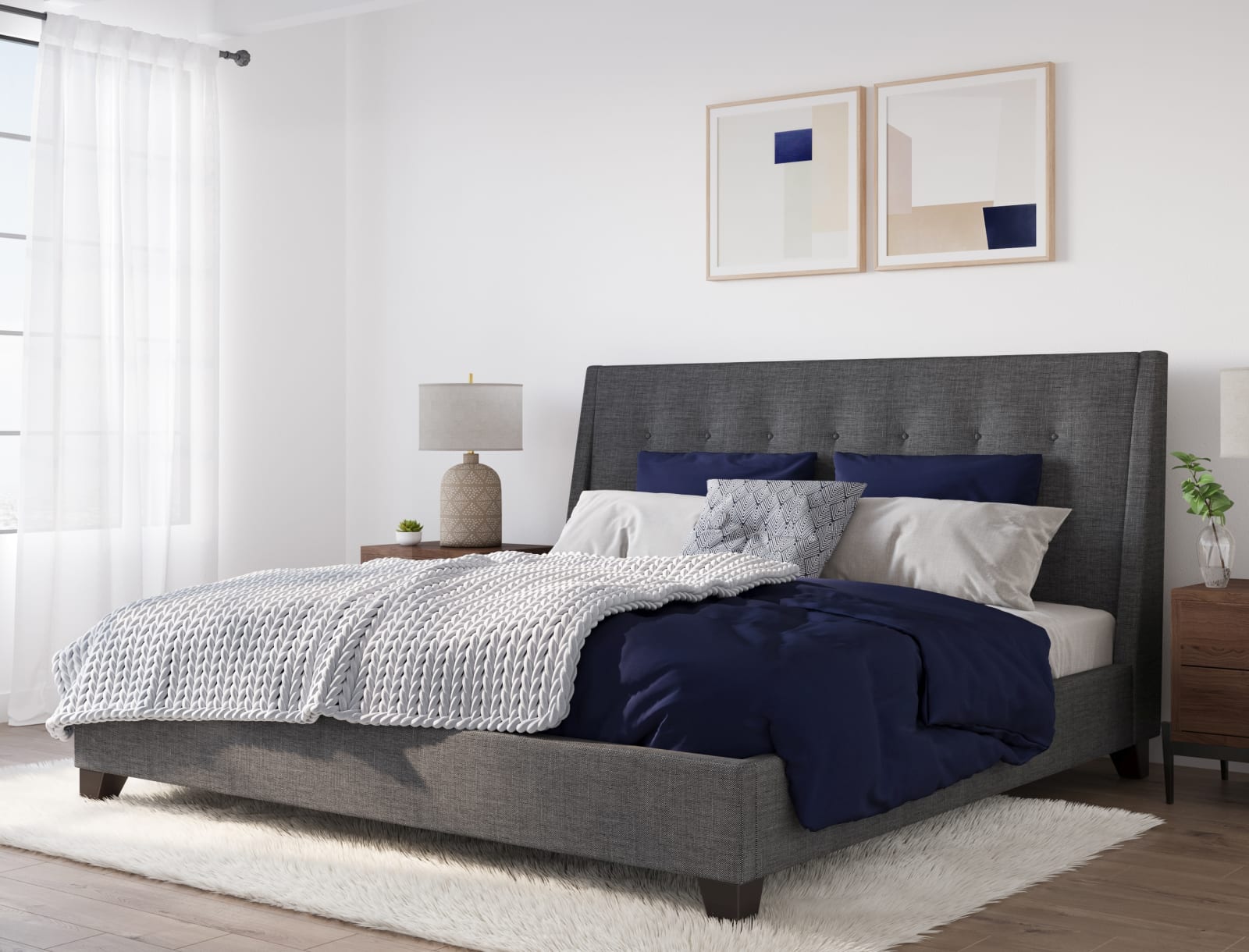 Madera King-Size Upholstered Platform Bed in Dark Charcoal (2026)