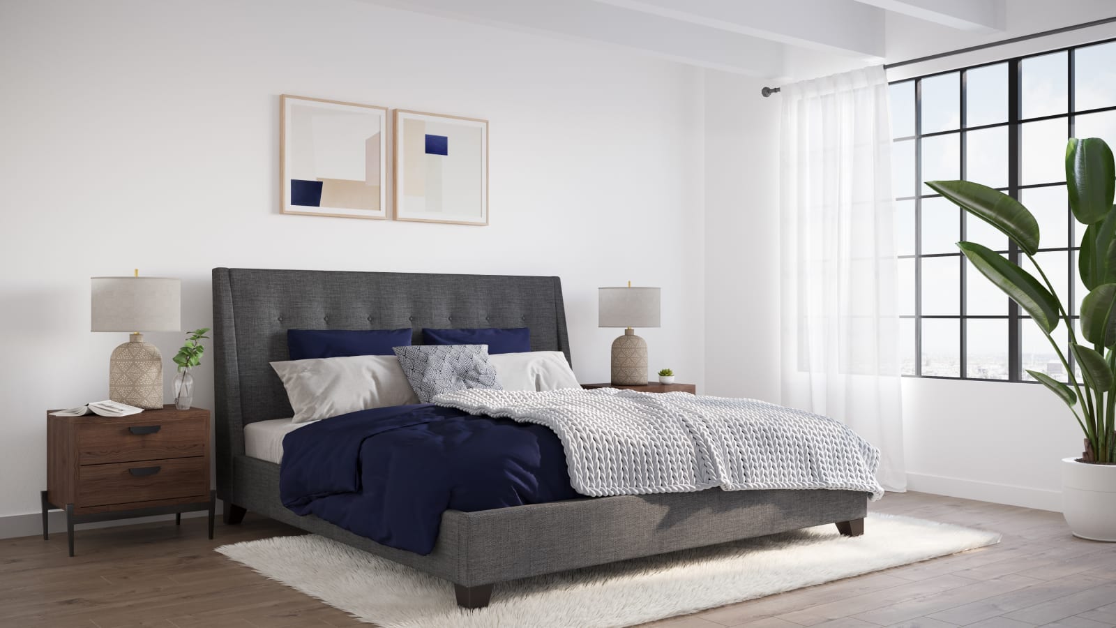 Madera California King-Size Upholstered Platform Bed in Dark Charcoal (2026) – view 2