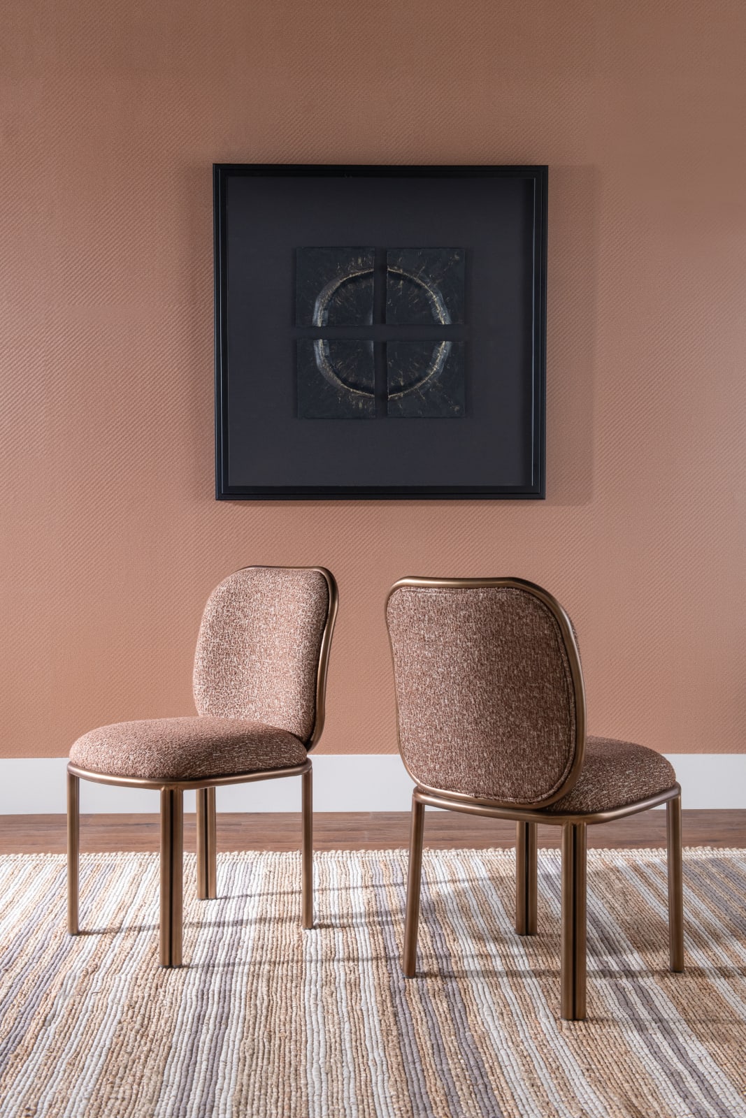 Mataranka Dining Chair in Giraffe Chenille and Brushed Golden Stainless Steel