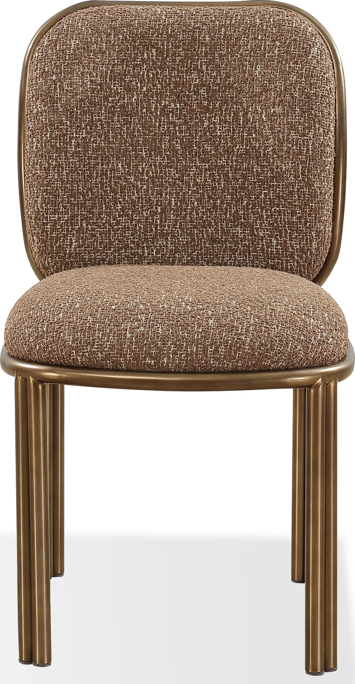 Mataranka Dining Chair in Giraffe Chenille and Brushed Golden Stainless Steel – view 2