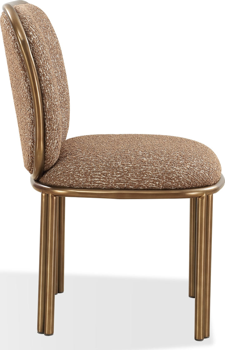 Mataranka Dining Chair in Giraffe Chenille and Brushed Golden Stainless Steel – view 4