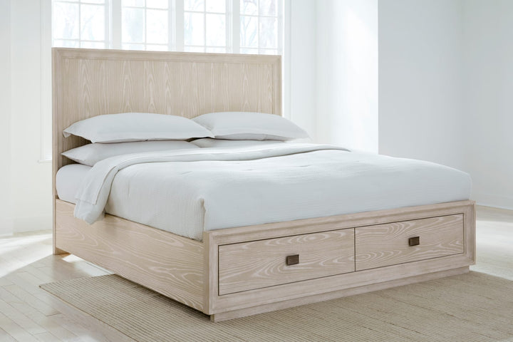 Maxime King-size Two Drawer Footboard Storage Bed In Ash