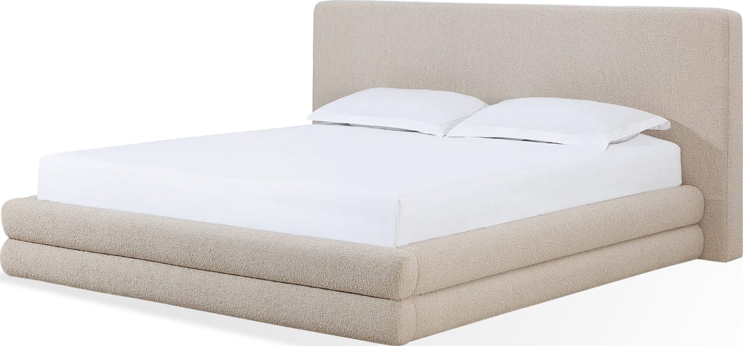 Maya California King-size Upholstered Platform Bed in Brun Boucle – view 6