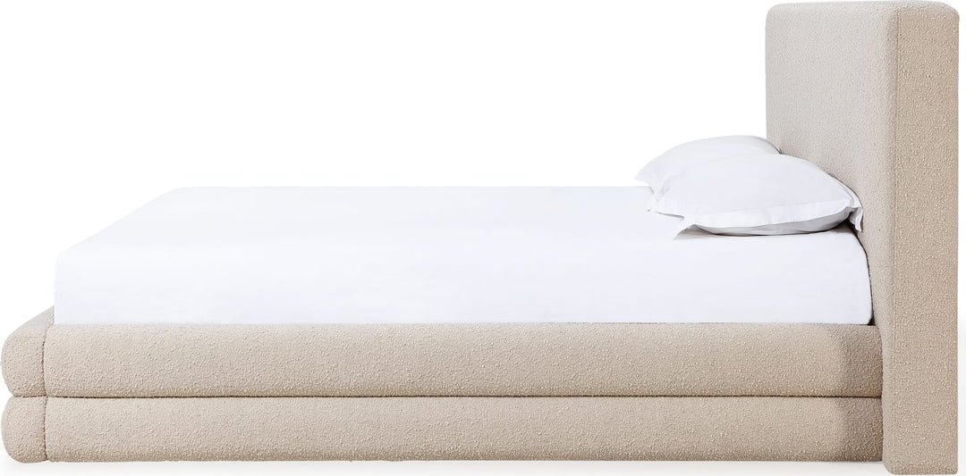 Maya California King-size Upholstered Platform Bed in Brun Boucle – view 8