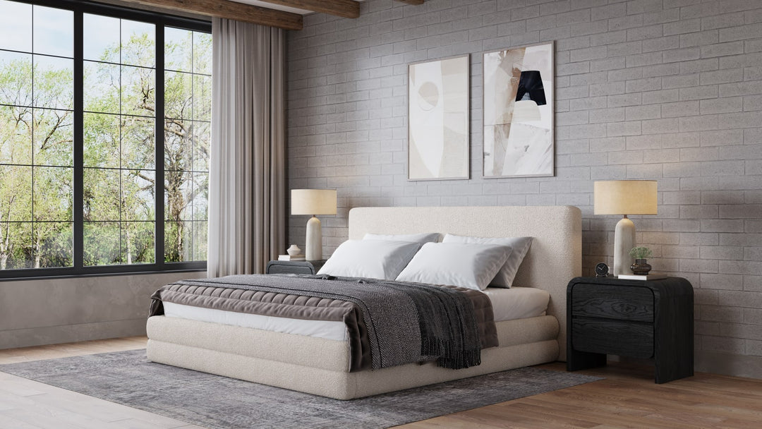 Maya Queen-size Upholstered Platform Bed in Brun Boucle (2026) – view 3