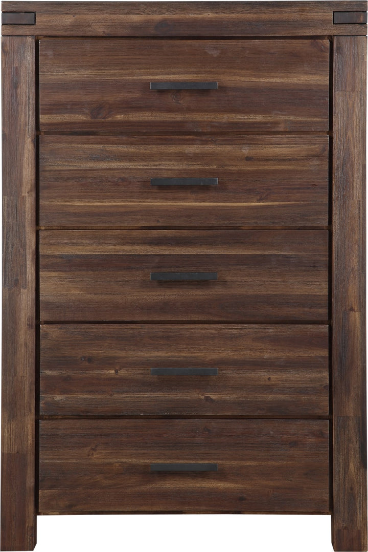 Meadow Five Drawer Solid Wood Chest in Brick Brown (2024) – view 5