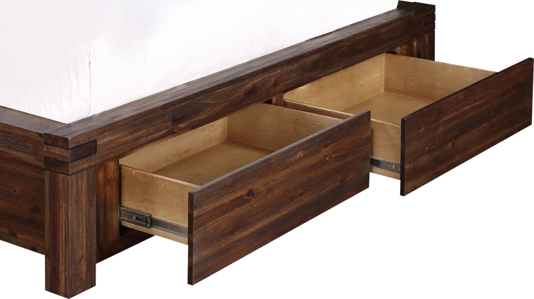 Meadow King-size Solid Wood Footboard Storage Bed in Brick Brown – view 4
