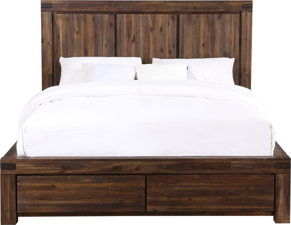 Meadow Queen-size Solid Wood Footboard Storage Bed in Brick Brown – view 5