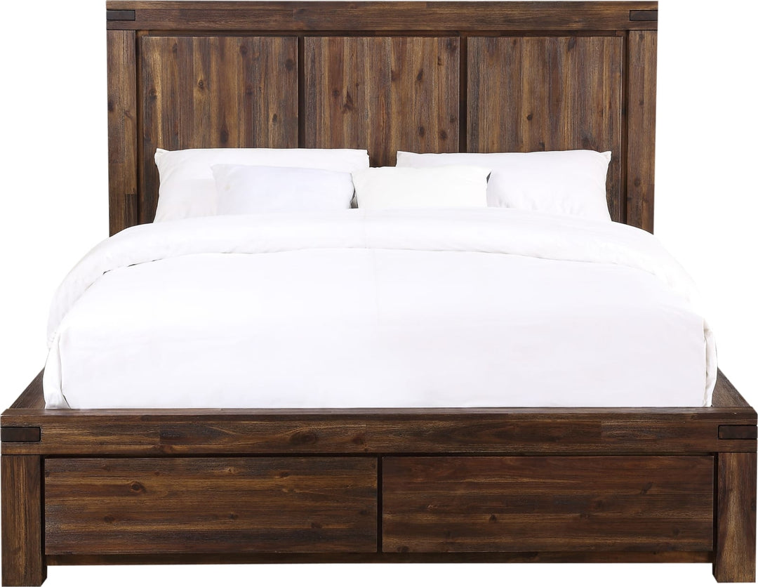 Meadow Full-size Solid Wood Footboard Storage Bed in Brick Brown – view 5