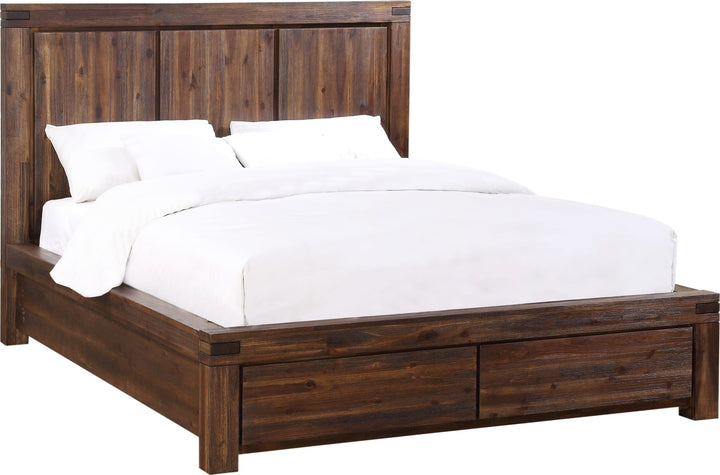 Meadow Queen-size Solid Wood Footboard Storage Bed in Brick Brown – view 6