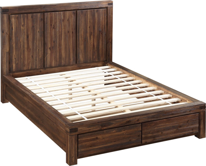 Meadow Queen-size Solid Wood Footboard Storage Bed in Brick Brown – view 8