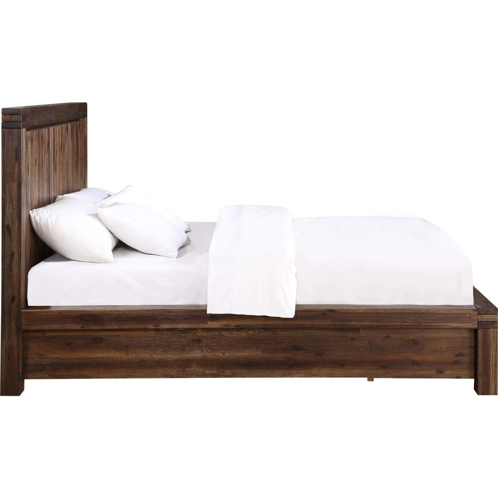 Meadow Queen Solid Wood Footboard Storage Bed in Brick Brown