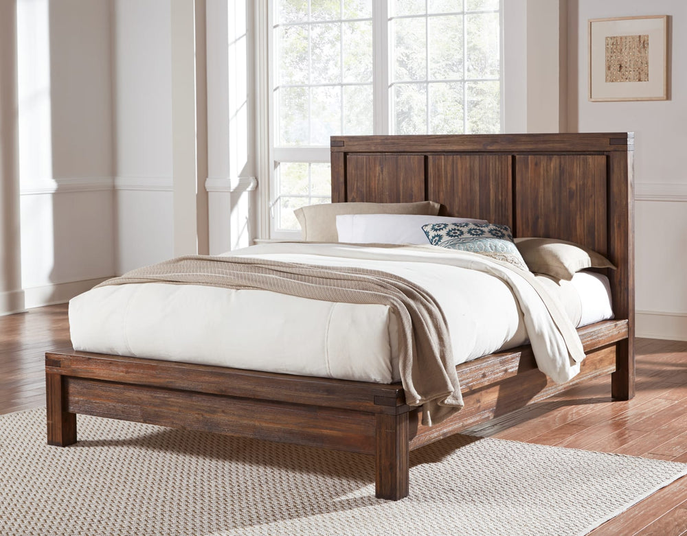 Meadow Queen-size Solid Wood Platform Bed in Brick Brown