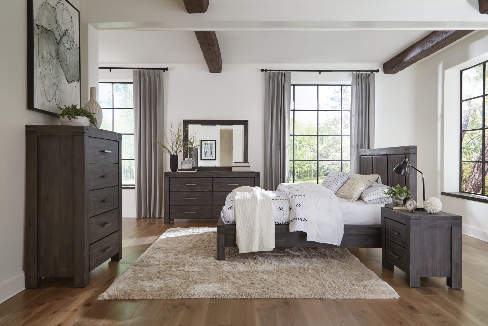 Meadow King-Size Solid Wood Platform Bed in Graphite – view 2