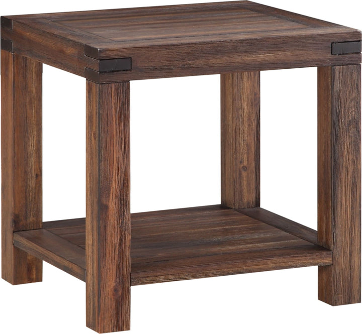 Meadow Solid Wood Rectangular Side Table in Brick Brown – view 3
