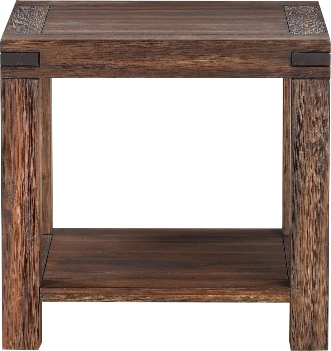 Meadow Solid Wood Rectangular Side Table in Brick Brown – view 4