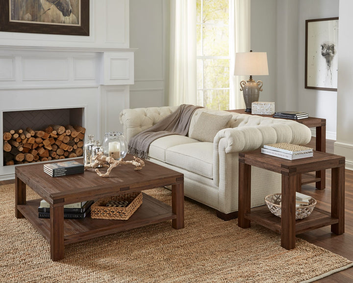 Meadow Solid Wood Square Coffee Table in Brick Brown – view 2