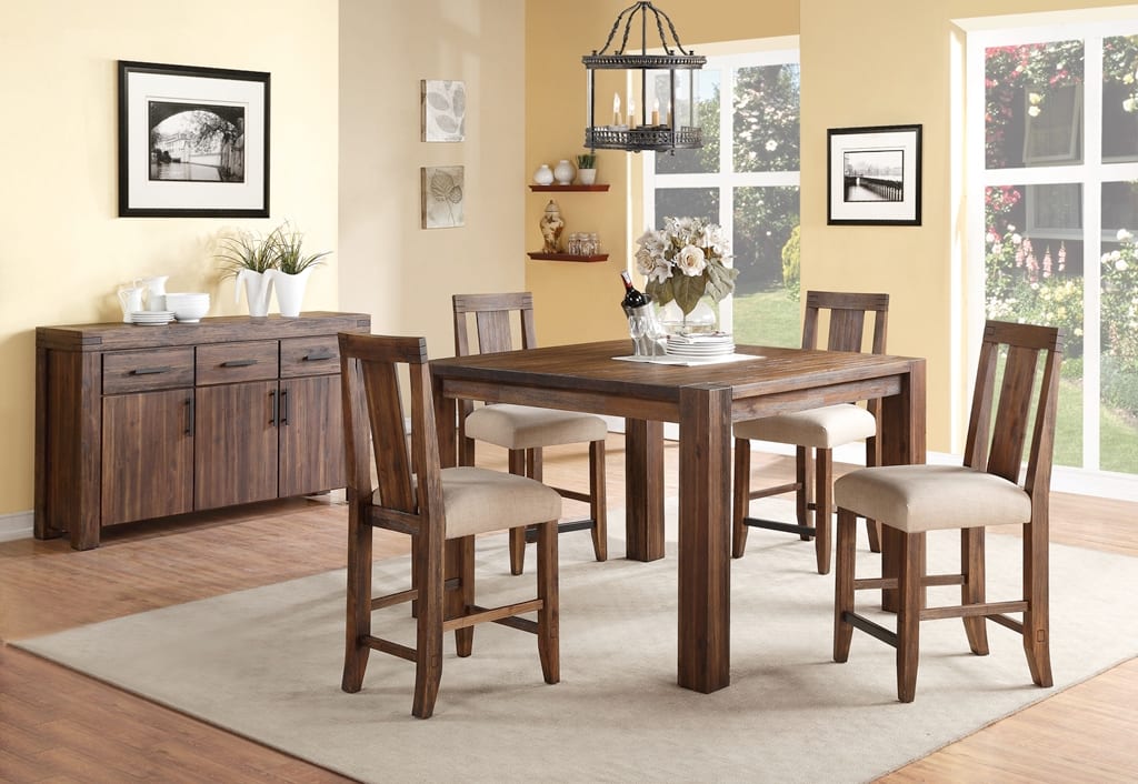 Meadow Solid Wood Square Counter Table in Brick Brown – view 2